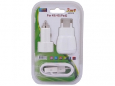 3 in 1 Mini USB Charger for IP4S/4G/Pad2 (UNT-618)